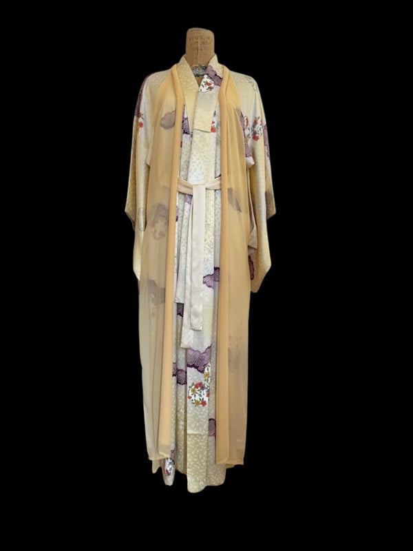 "Archimedes in Flight" Reimagined Vintage Kimono - Kimono Zulu Artist Collaboration with Selven O'Keef Jarmon